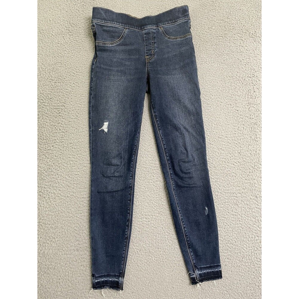 Spanx Jeans Womens XS Blue Distressed Ankle Skinny Medium Wash Stretch